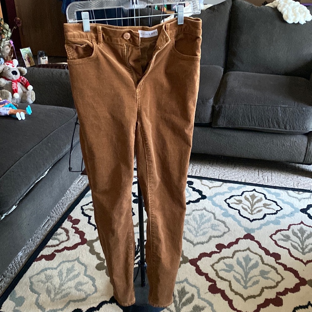 LOFT Women's Rust Brown Slim Corduroy Pants